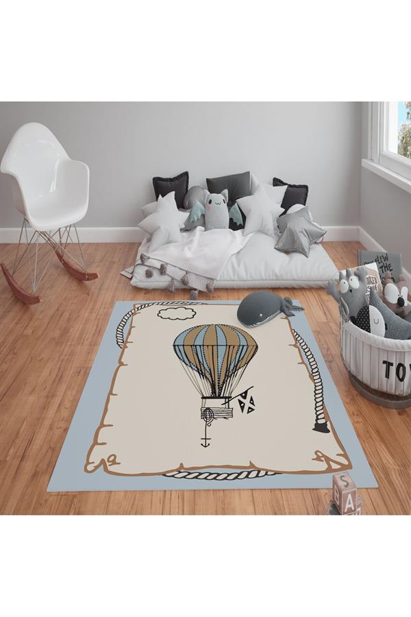 Kaymaz Tabanlı Yıkanabilir Balon Desenli Çocuk Halısı Dot Taban Halı