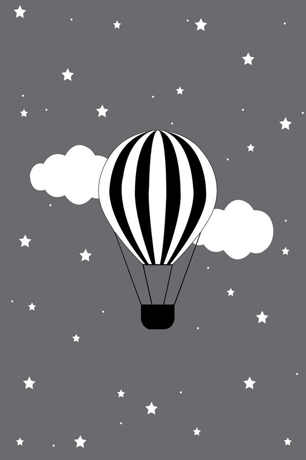 Kaymaz Tabanlı Yıkanabilir Balon Desenli Çocuk Halısı Dot Taban Halı