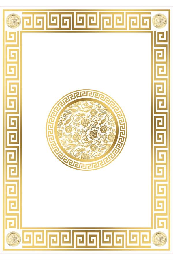 Kaymaz Tabanlı Yıkanabilir Çerçeveli Geometrik Desenli Dot Taban Halı