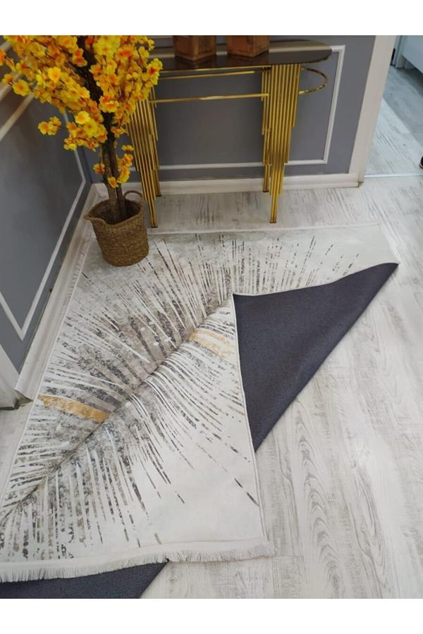 Kaymaz Tabanlı Yıkanabilir Dekoratif Desenli Dokuma Taban Halı