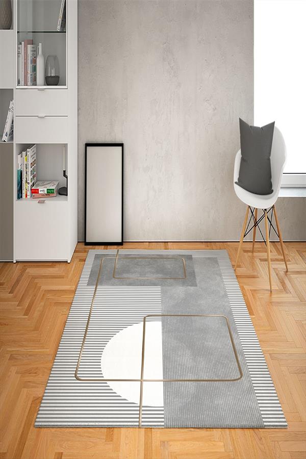 Kaymaz Tabanlı Yıkanabilir Dekoratif Desenli Dot Taban Halı