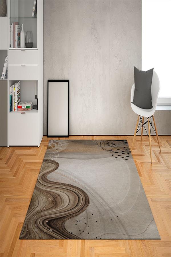 Kaymaz Tabanlı Yıkanabilir Dekoratif Desenli Dot Taban Halı