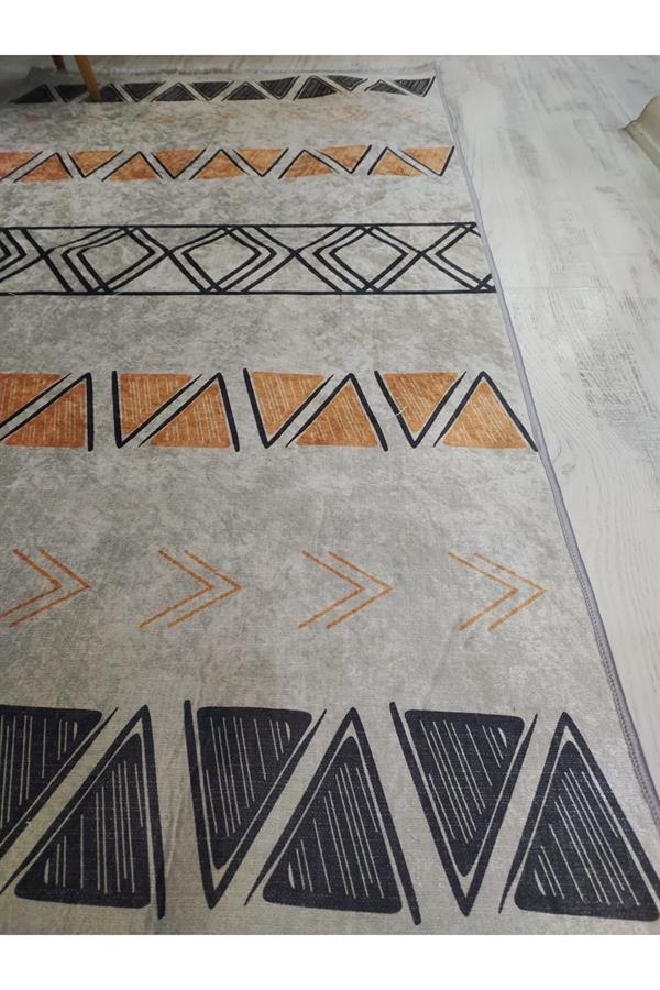 Kaymaz Tabanlı Yıkanabilir Dekoratif Kilim Desenli Dokuma Taban Halı