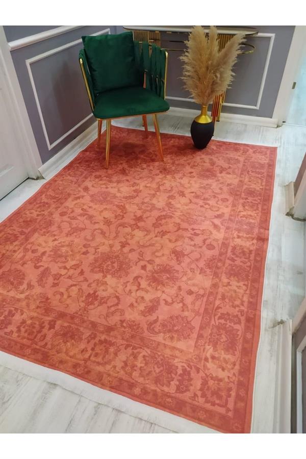 Kaymaz Tabanlı Yıkanabilir Dekoratif Klasik Desenli Dokuma Taban Halı