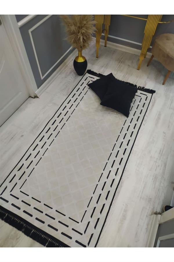 Kaymaz Tabanlı Yıkanabilir Dekoratif Modern Desenli Dokuma Taban Halı