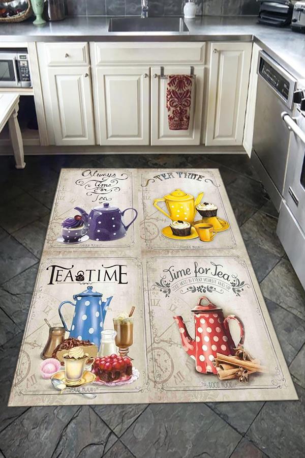 Kaymaz Tabanlı Yıkanabilir Dekoratif Modern Desenli Dot Taban Halı