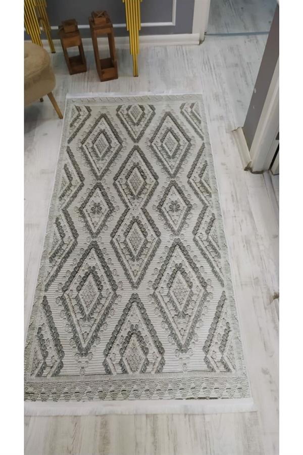 Kaymaz Tabanlı Yıkanabilir Dekoratif Modern Desenli Dokuma Taban Halı