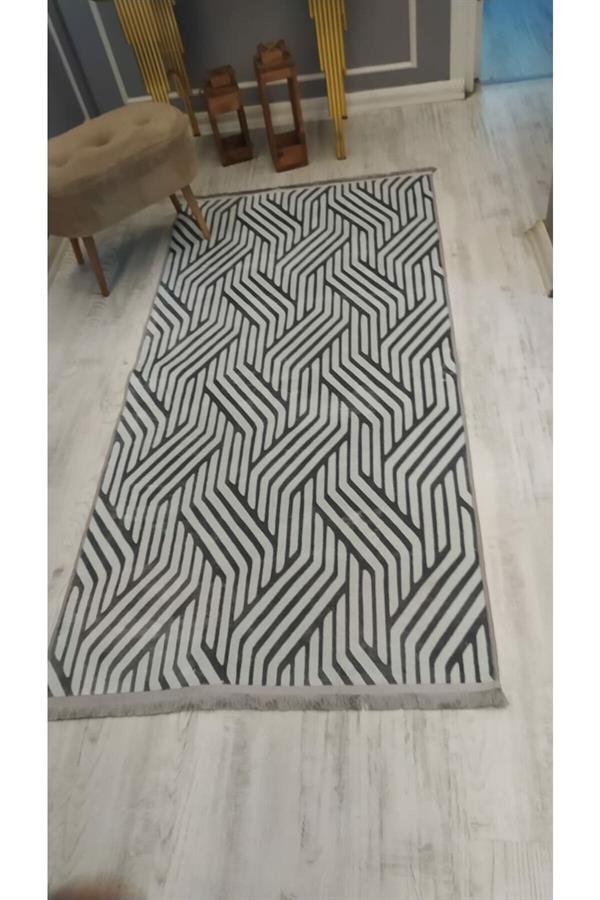 Kaymaz Tabanlı Yıkanabilir Dekoratif Modern Desenli Dokuma Taban Halı