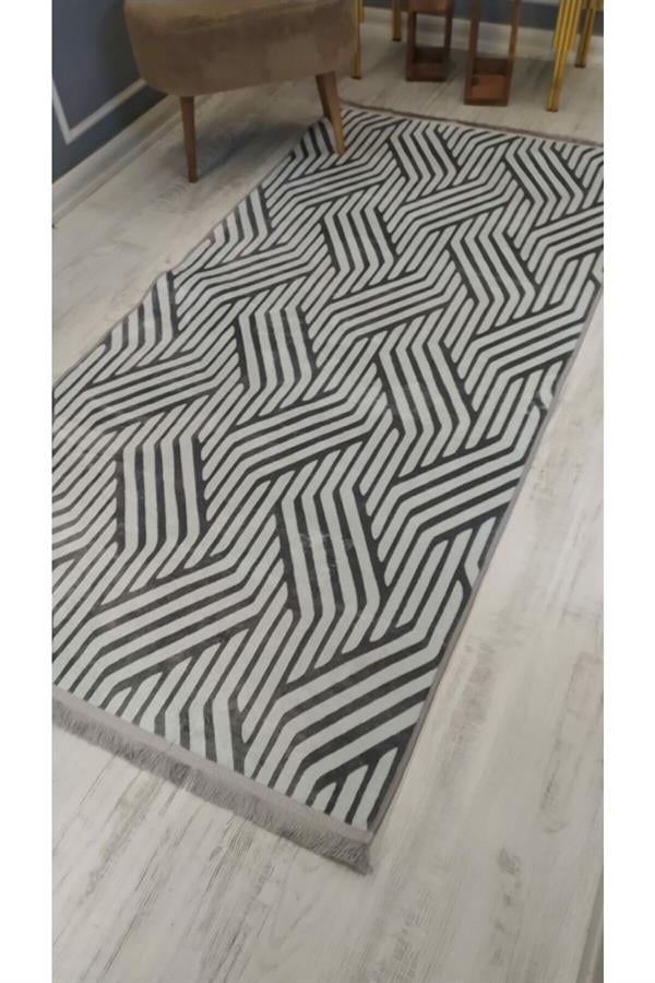 Kaymaz Tabanlı Yıkanabilir Dekoratif Modern Desenli Dokuma Taban Halı