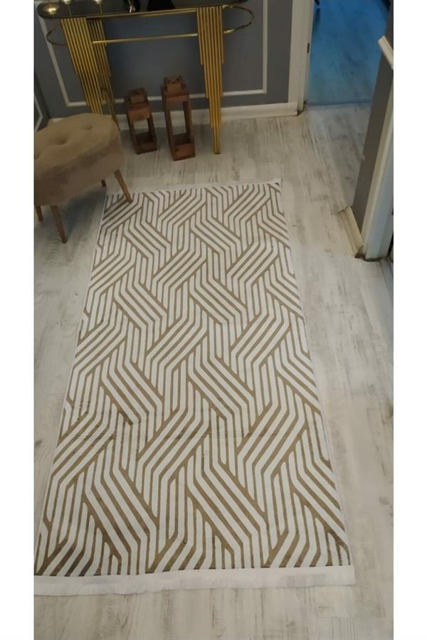 Kaymaz Tabanlı Yıkanabilir Dekoratif Modern Desenli Dokuma Taban Halı