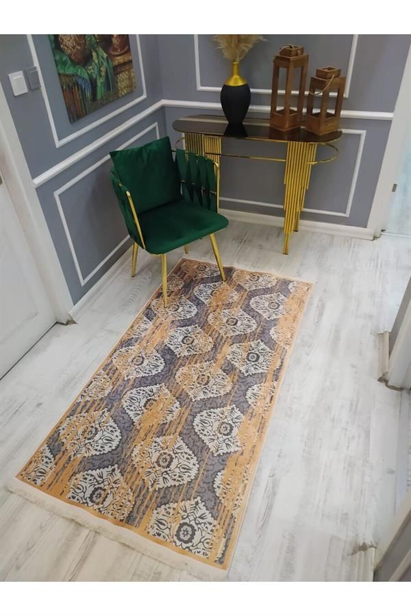 Kaymaz Tabanlı Yıkanabilir Dekoratif Örüntü Desenli Dokuma Taban Halı