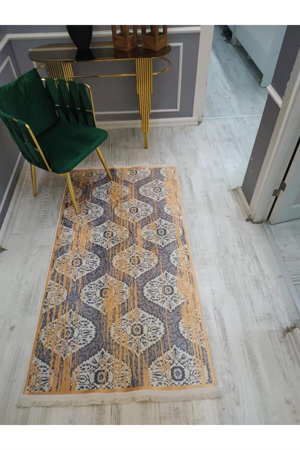 Kaymaz Tabanlı Yıkanabilir Dekoratif Örüntü Desenli Dokuma Taban Halı