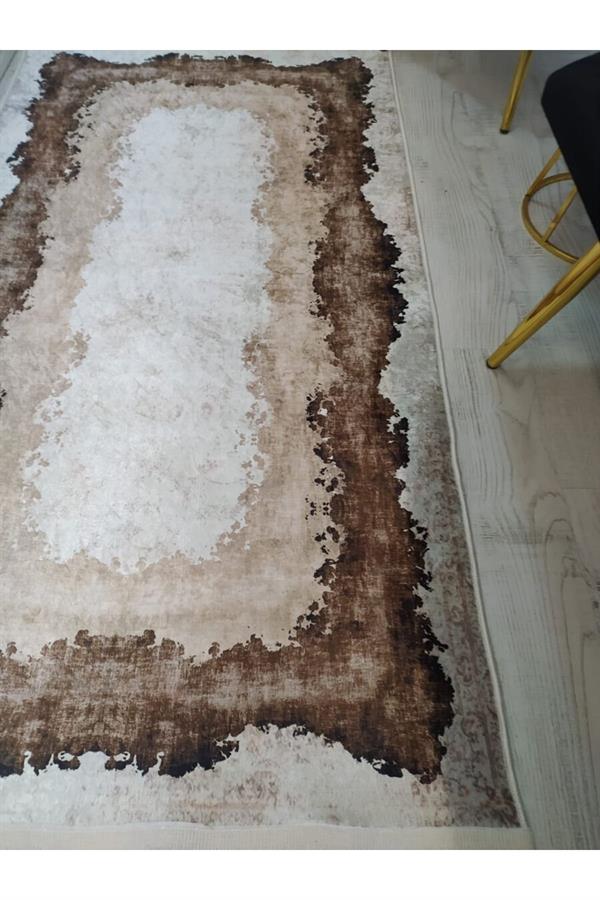 Kaymaz Tabanlı Yıkanabilir Eskitme Dekoratif Desenli Dokuma Taban Halı