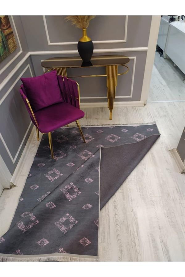 Kaymaz Tabanlı Yıkanabilir Etnik Dekoratif Desenli Dokuma Taban Halı