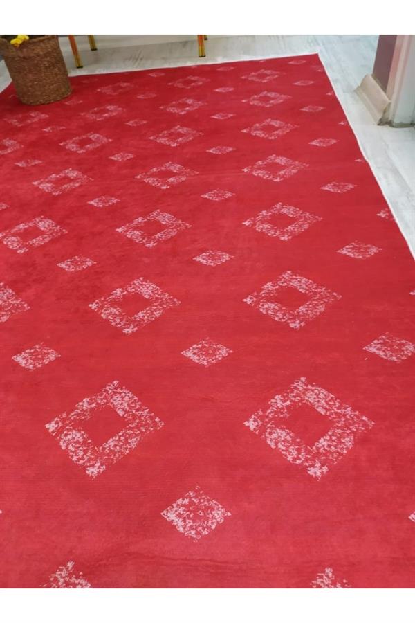 Kaymaz Tabanlı Yıkanabilir Etnik Dekoratif Desenli Dokuma Taban Halı