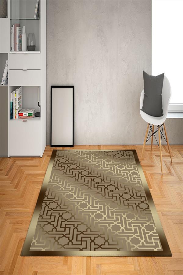 Kaymaz Tabanlı Yıkanabilir Geometrik Desenli Dot Taban Halı