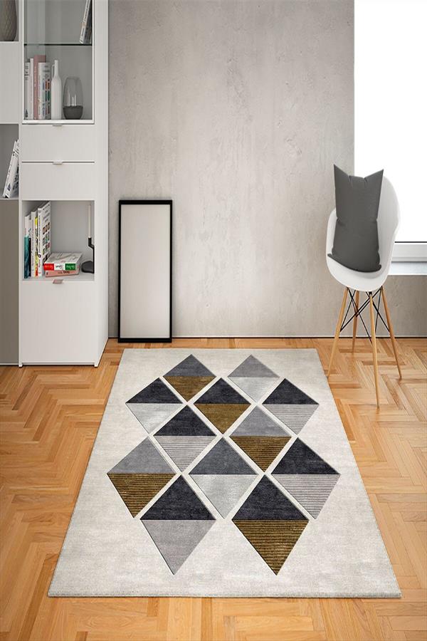 Kaymaz Tabanlı Yıkanabilir Geometrik Desenli Dot Taban Halı