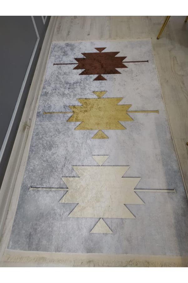 Kaymaz Tabanlı Yıkanabilir Geometrik Desenli Dokuma Taban Halı