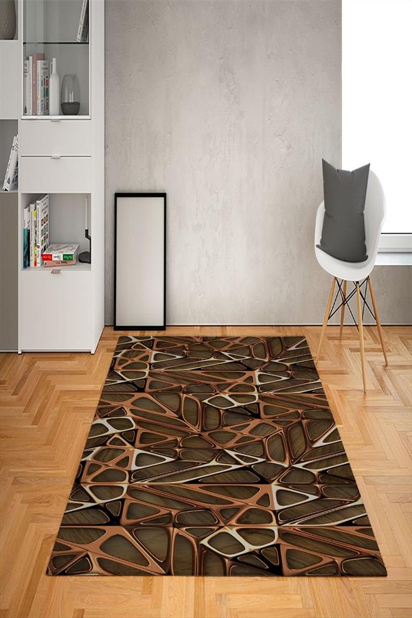 Kaymaz Tabanlı Yıkanabilir Geometrik Desenli Dot Taban Halı