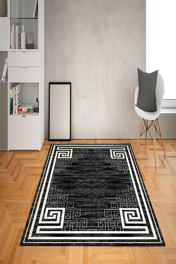 Kaymaz Tabanlı Yıkanabilir Geometrik Desenli Dot Taban Halı
