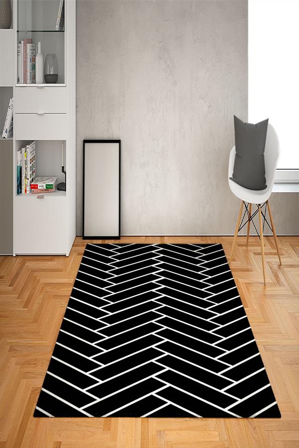Kaymaz Tabanlı Yıkanabilir Geometrik Desenli Dot Taban Halı