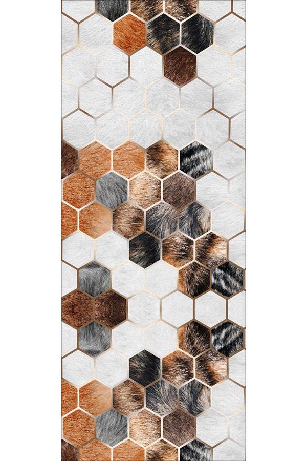 Kaymaz Tabanlı Yıkanabilir Geometrik Desenli Dot Taban Halı