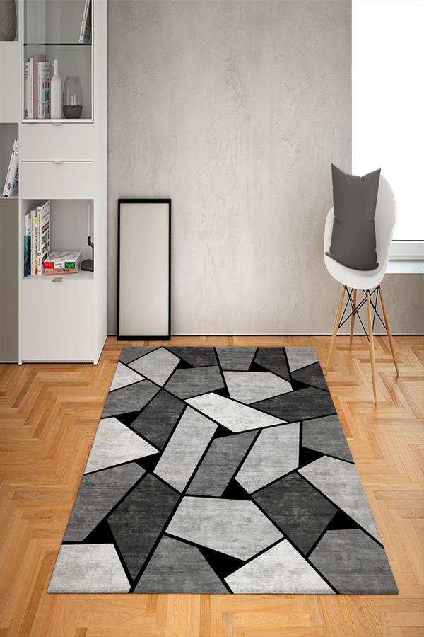 Kaymaz Tabanlı Yıkanabilir Geometrik Desenli Dot Taban Halı