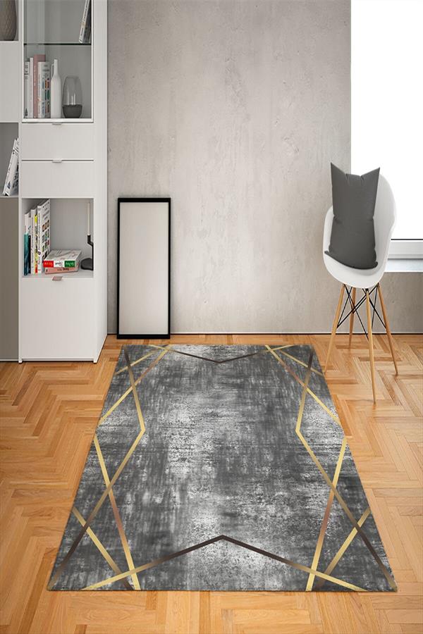 Kaymaz Tabanlı Yıkanabilir Geometrik Desenli Dot Taban Halı