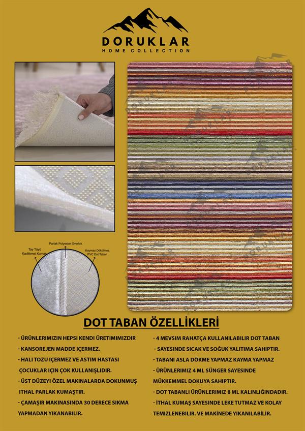 Kaymaz Tabanlı Yıkanabilir Leke Tutmaz Kilim Desenli Salon Halısı Dot Taban Halı KDH21