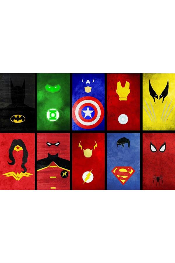 Kaymaz Tabanlı Yıkanabilir Marvel Desenli Çocuk Halısı Dot Taban Halı