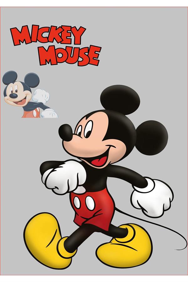 Kaymaz Tabanlı Yıkanabilir Mickey Mouse Desenli Çocuk Halısı Dot Taban Halı