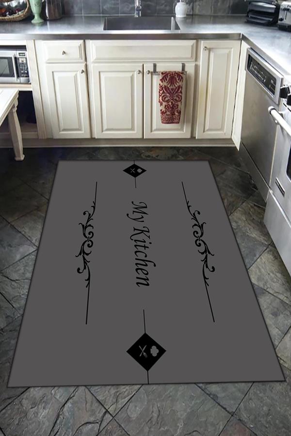 Kaymaz Tabanlı Yıkanabilir My Kitchen Desenli Dot Taban Halı