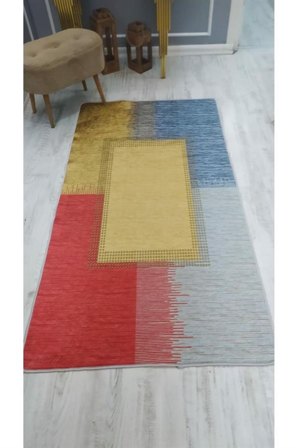 Kaymaz Tabanlı Yıkanabilir Renkli Model Desenli Dot Taban Halı