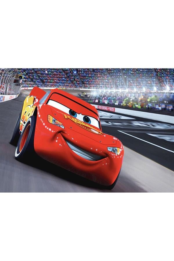 Kaymaz Tabanlı Yıkanabilir Şimşek McQueen Desenli Çocuk Halısı Dot Taban Halı