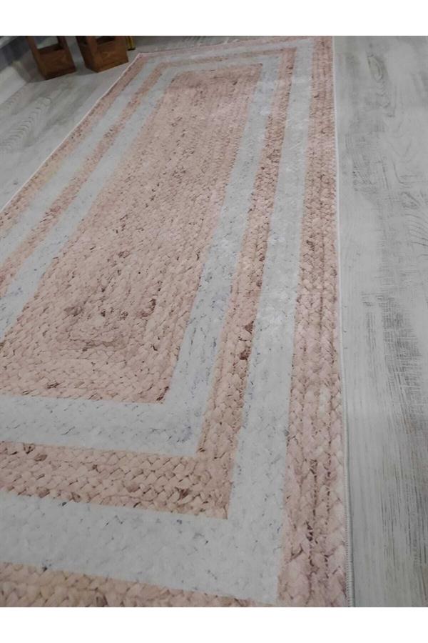 Kaymaz Yıkanabilir Hasır Görünümlü Dokuma Taban Halı Drk-8001-4