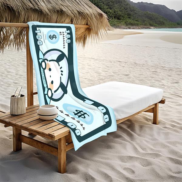 Kedili Dolar Desenli Plaj Deniz Havlusu Peştemal 80x160 CM VTA27