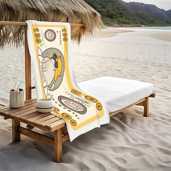Kedili Dolar Desenli Plaj Deniz Havlusu Peştemal 80x160 CM VTA28