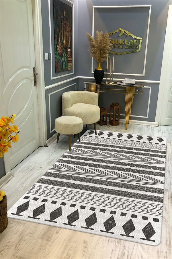Kilim Desenli Kaymaz Tabanlı Yıkanabilir Leke Tutmaz Dot Taban Halı