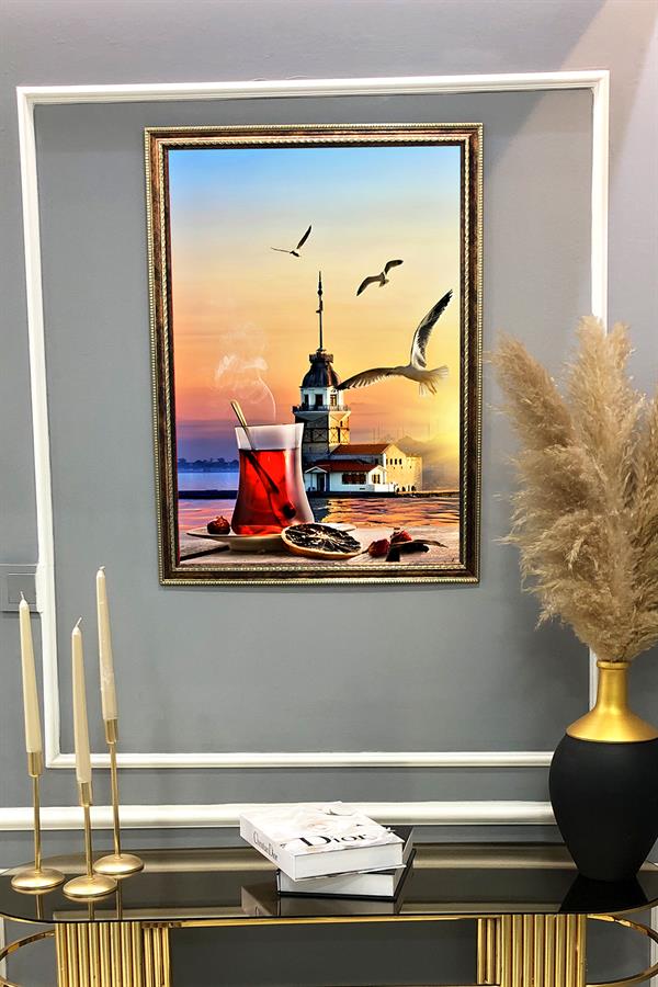 Kız Kulesi  Desenli Çerçeveli Duvar Tablosu 50x70cm PTL01