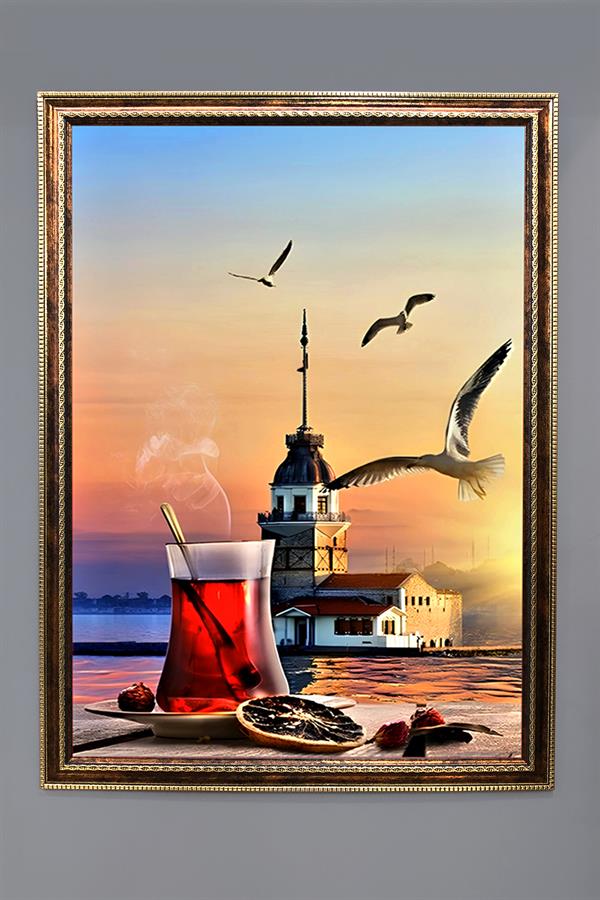 Kız Kulesi  Desenli Çerçeveli Duvar Tablosu 50x70cm PTL01