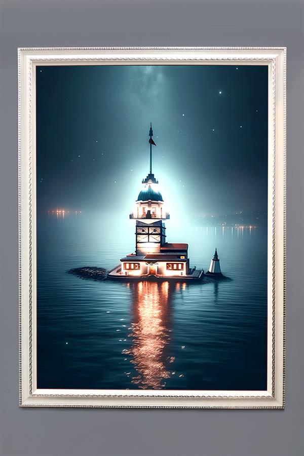 Kız Kulesi Desenli Çerçeveli Duvar Tablosu 50x70cm İstanbul01