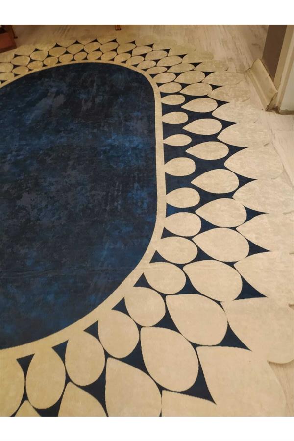 Lazer Kesim Damlacık Desenli Kaymaz Taban Yıkanabilir Leke Tutmaz Dokuma Taban Halı Drk8030-1