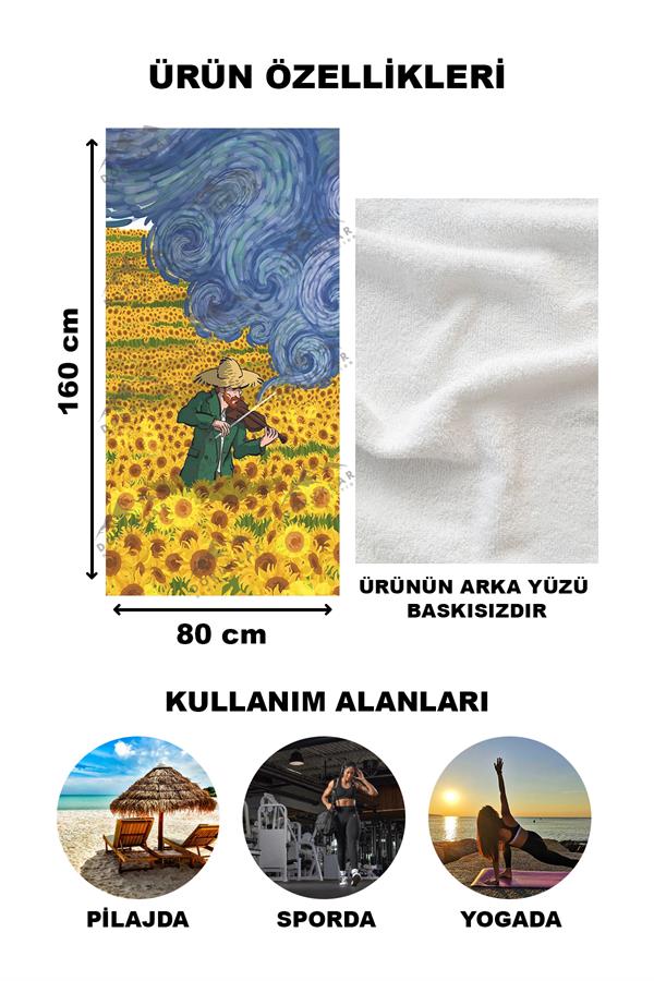 Modern Desenli Dijital Baskı Plaj Deniz Havlusu Peştamal 80x160 Cm BRS010