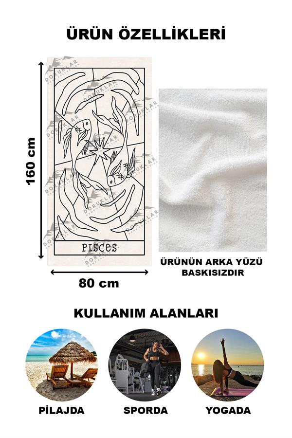 Modern Desenli Dijital Baskı Plaj Deniz Havlusu Peştamal 80x160 Cm BRS043