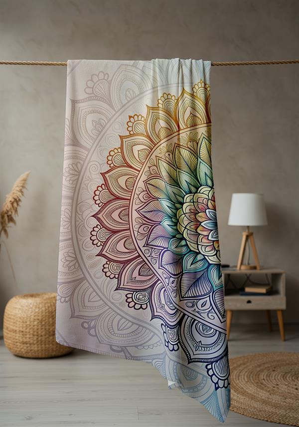 Modern Desenli Dijital Baskı Plaj Deniz Havlusu Peştamal 80x160 Cm BRS052