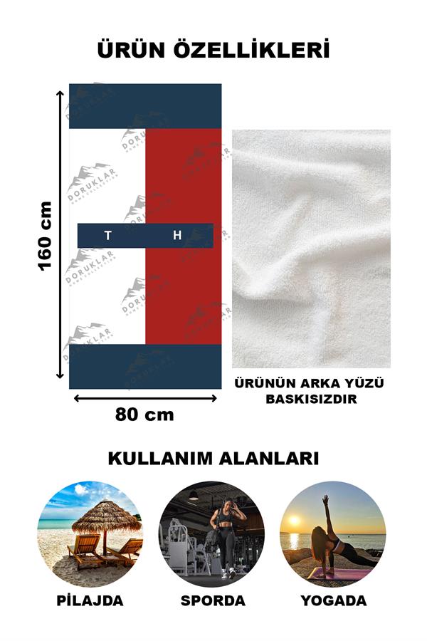 Modern Desenli Dijital Baskı Plaj Deniz Havlusu Peştamal 80x160 Cm TKR001