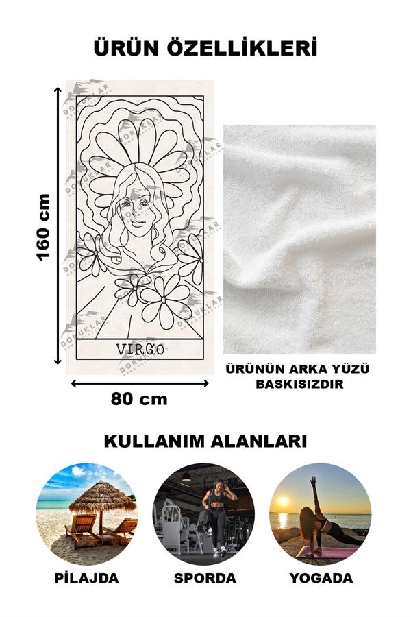 Modern Desenli Dijital Baskı Plaj Deniz Havlusu Peştamal 80x160 Cm BRS035
