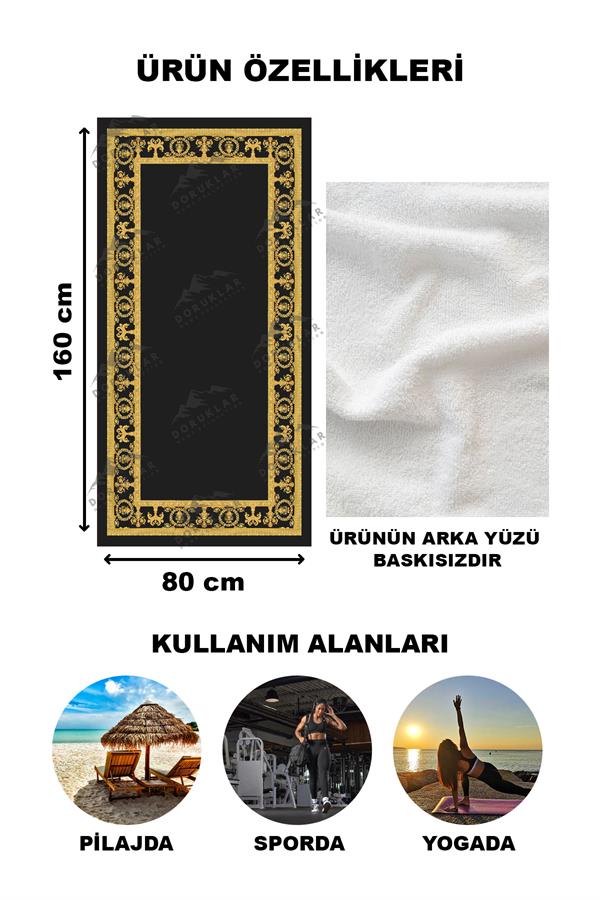 Modern Desenli Dijital Baskı Plaj Deniz Havlusu Peştamal 80x160 Cm BRS050