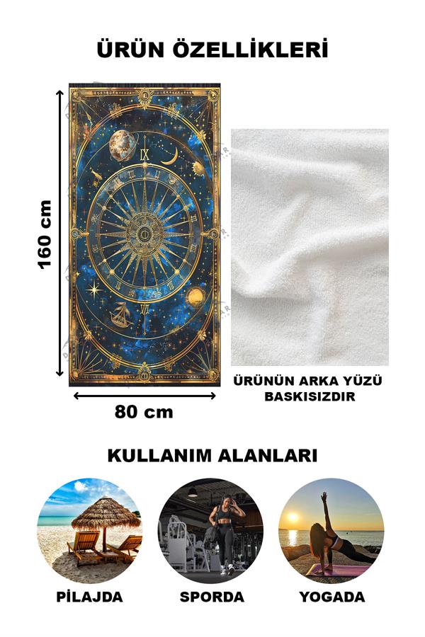 Modern Desenli Dijital Baskı Plaj Deniz Havlusu Peştamal 80x160 Cm BRS009