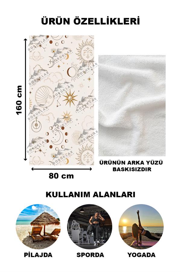 Modern Desenli Dijital Baskı Plaj Deniz Havlusu Peştamal 80x160 Cm BRS038